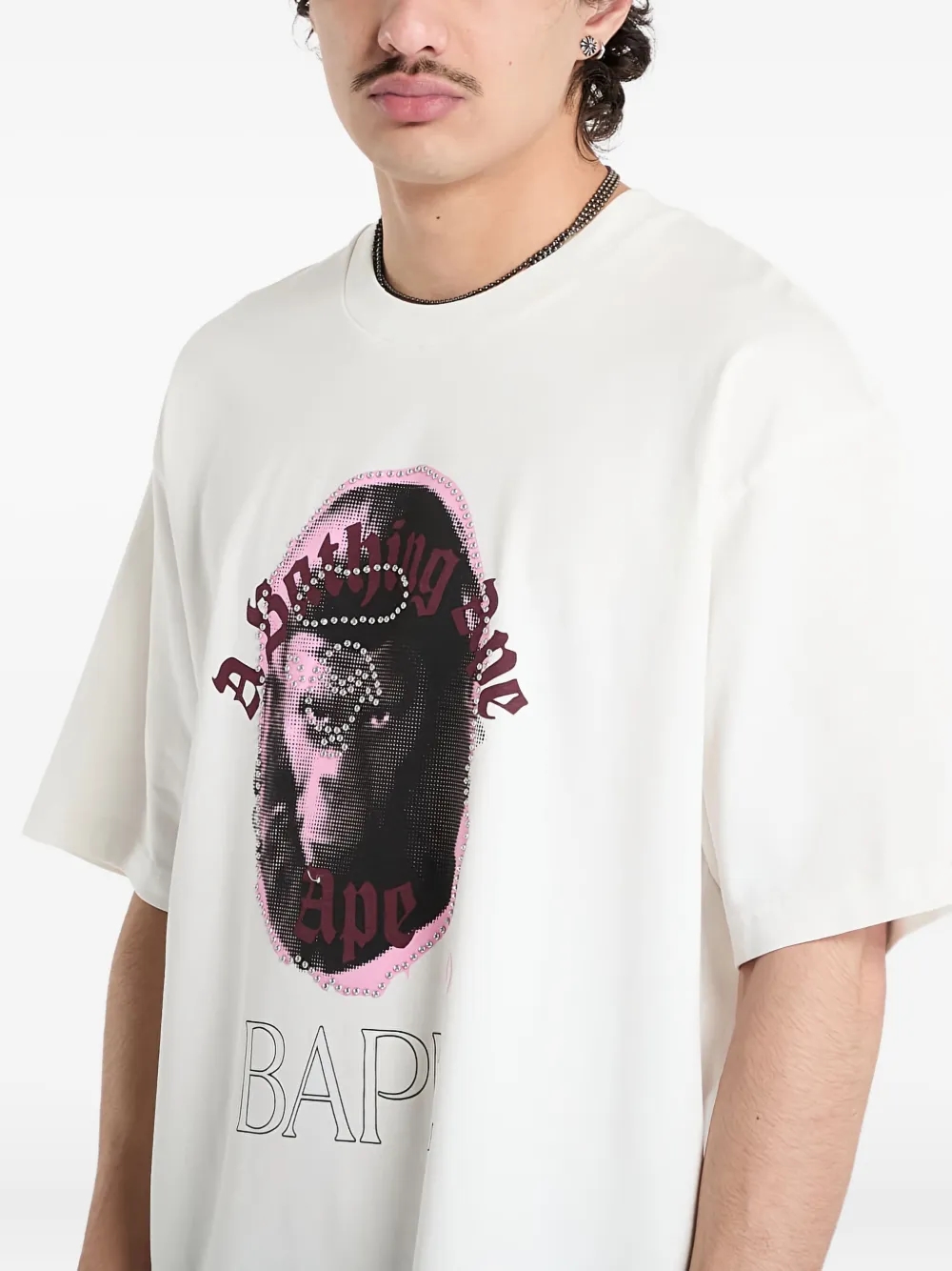 A BATHING APE® rhinestone-embellished ape head-print T-shirt alternative view